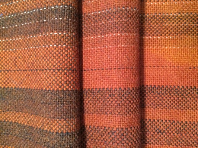 Alpaca, various colors in warp and weft, dyed with madder (rubia cordifolia)