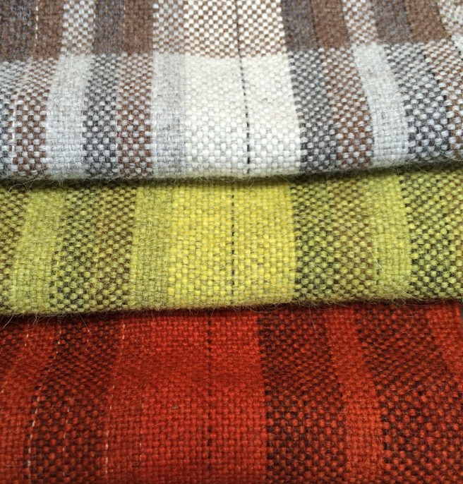 Alpaca, various colors in warp and weft, dyed with madder (rubia tincotia) and weld (reseda luteola)