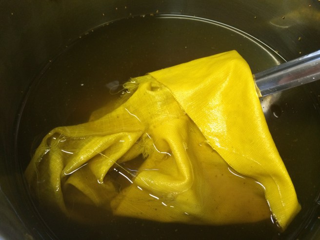 Weld on cotton with tannin and aluminum acetate mordant