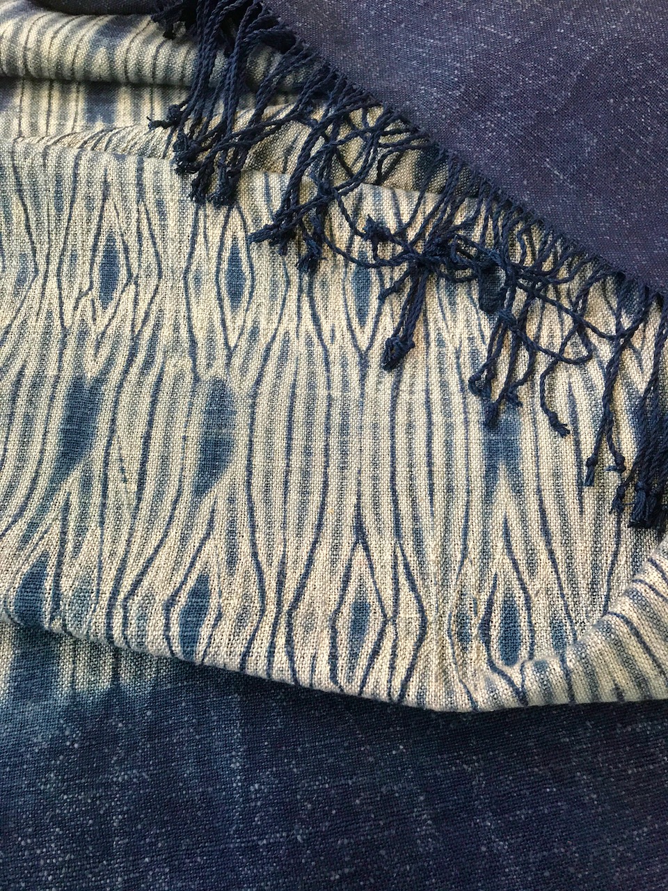 woven shibori shawl, made and donated to Penland School of Crafts annual auction
