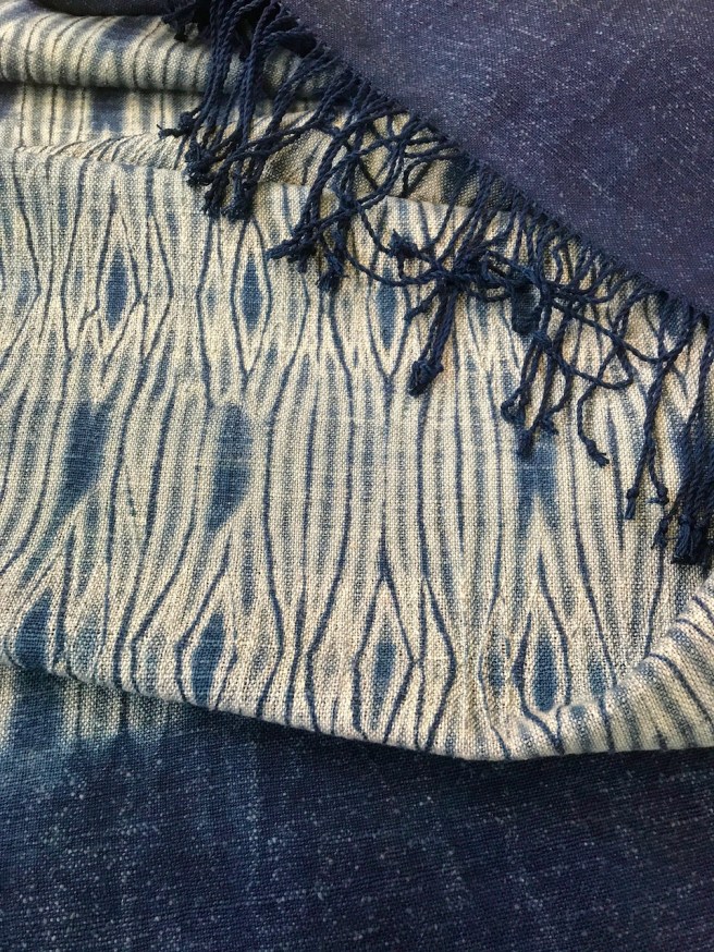 woven shibori shawl, made and donated to Penland School of Crafts annual auction